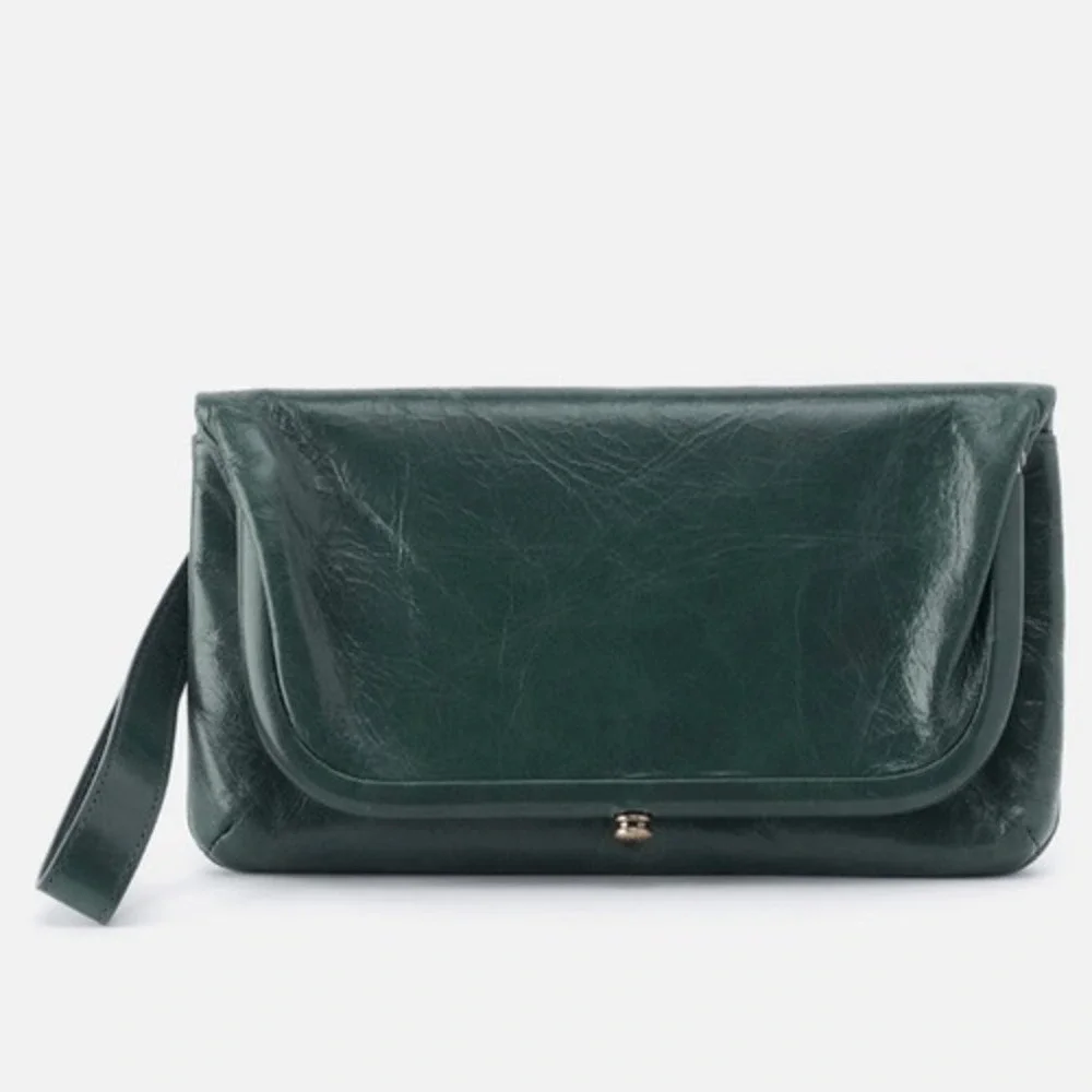 HOBO LAUREN CLUTCH LEATHER WRISTLET WALLET Sage Henna Luxury Leather, NWT - Picture 11 of 15